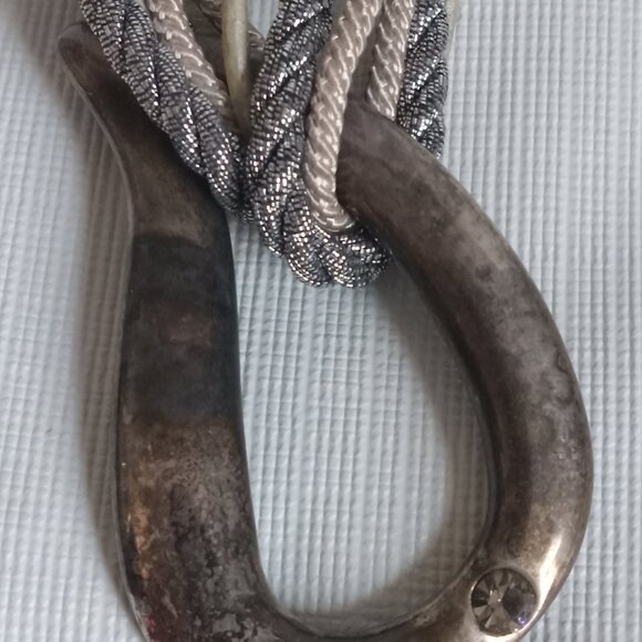 Chico's Gray & Silver Tone Multi Strand Rope Teardrop Pendant Statement Necklace - Picture 3 of 9